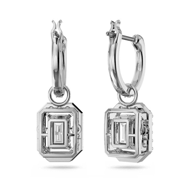 Millenia Drop Octagon Cut White Rhodium Plated Earrings 5638495Swarovski5638495