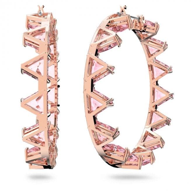 Millenia Large Hoop Triangle Cut Zirconia Pink Rose Gold - tone Plated Earrings 5614931Swarovski5614931