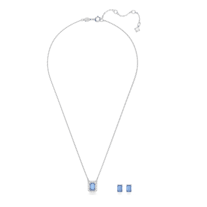 Millenia Octagon Cut Blue Rhodium Plated Set 5641171Swarovski5641171