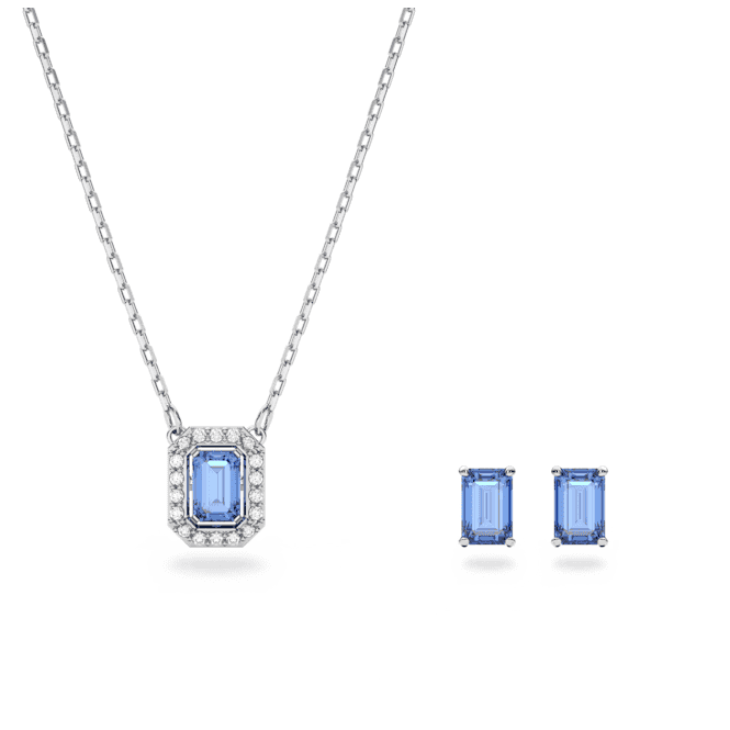 Millenia Octagon Cut Blue Rhodium Plated Set 5641171Swarovski5641171