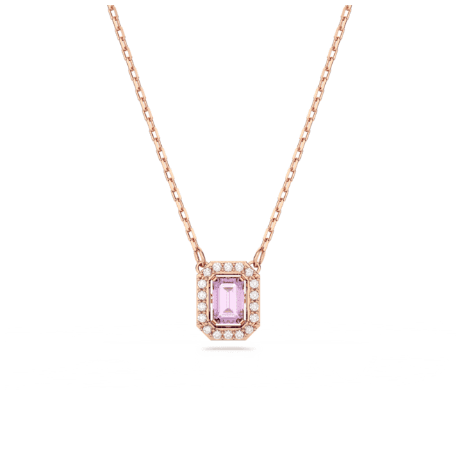 Millenia Octagon Cut Purple Rose Gold-tone Plated Necklace – Acotis ...
