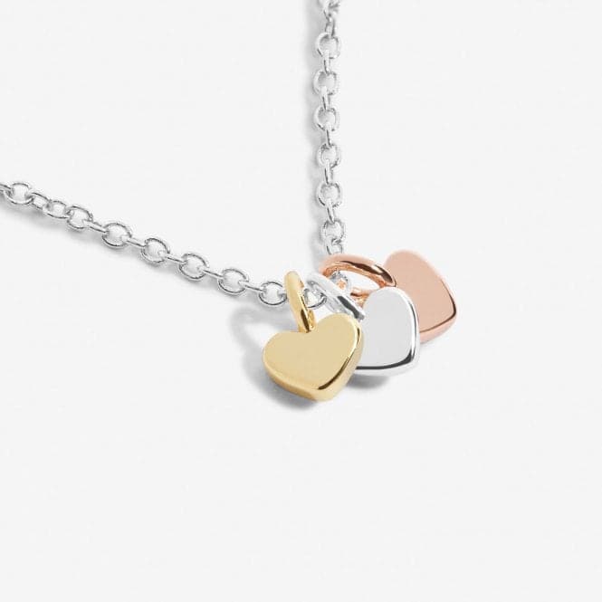 Mini Charms Hearts Silver Gold Rose Gold Plated 46cm + 5cm Necklace 7049Joma Jewellery7049