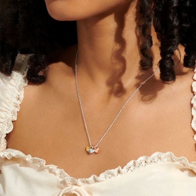 Mini Charms Hearts Silver Gold Rose Gold Plated 46cm + 5cm Necklace 7049Joma Jewellery7049