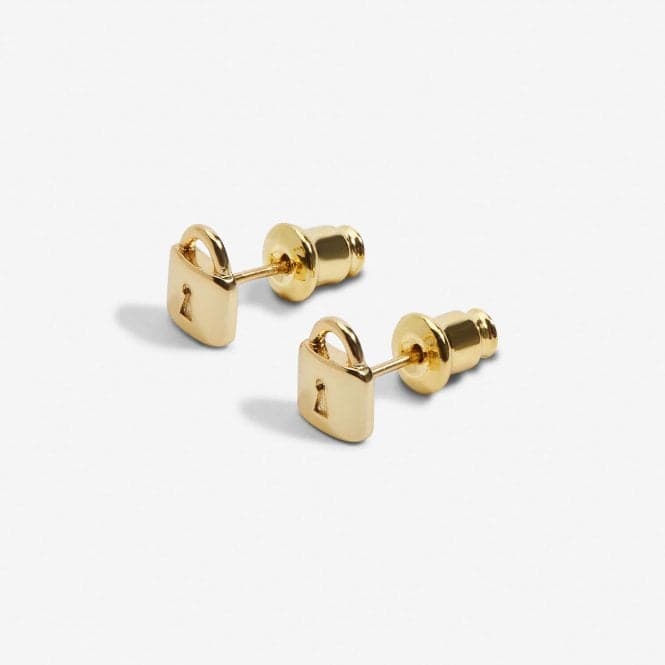 Mini Charms Lock Gold Plated Earrings 7058Joma Jewellery7058