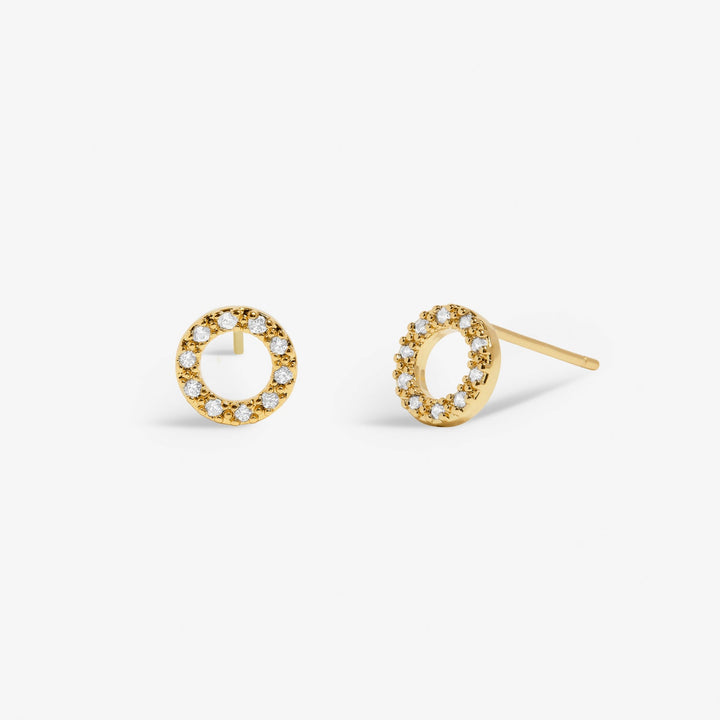 Mini Charms Pave Circle Gold Plated Earrings 7648Joma Jewellery7648