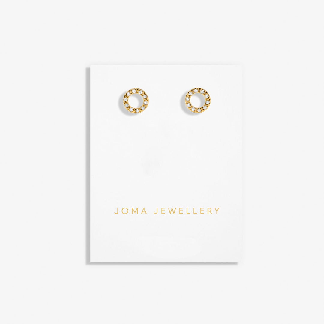 Mini Charms Pave Circle Gold Plated Earrings 7648Joma Jewellery7648