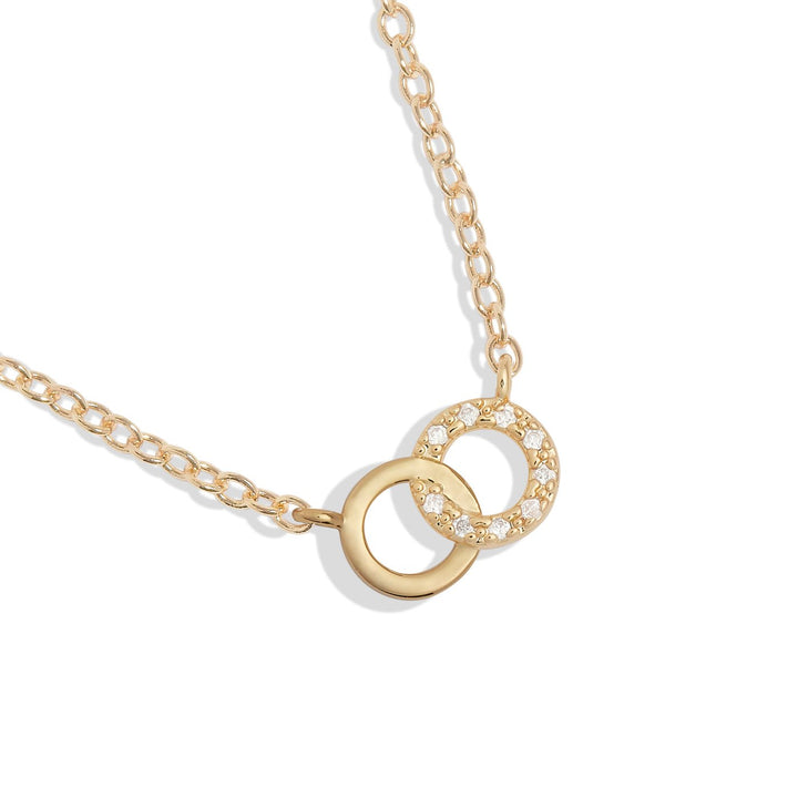 Mini Charms Pave Linked Circles Gold Plated Necklace 7636Joma Jewellery7636