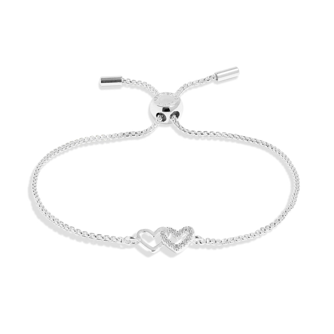 Mini Charms Pave Linked Hearts Silver Plated Bracelet 7641Joma Jewellery7641