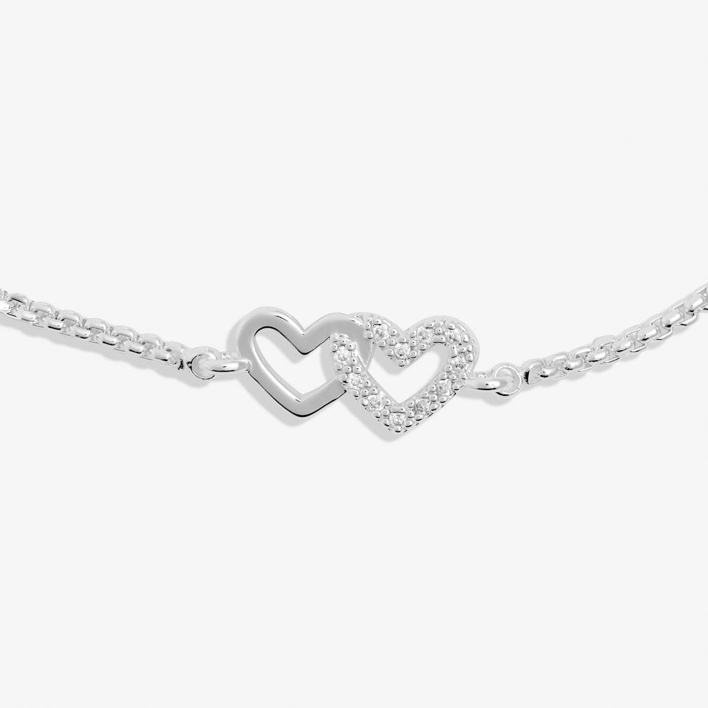 Mini Charms Pave Linked Hearts Silver Plated Bracelet 7641Joma Jewellery7641