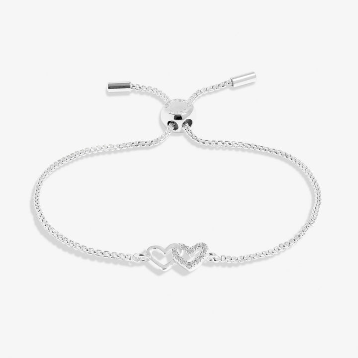 Mini Charms Pave Linked Hearts Silver Plated Bracelet 7641Joma Jewellery7641