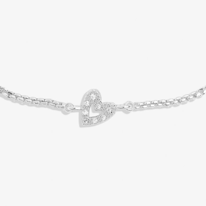 Mini Charms Pave Offset Heart Silver Plated Bracelet 7640Joma Jewellery7640