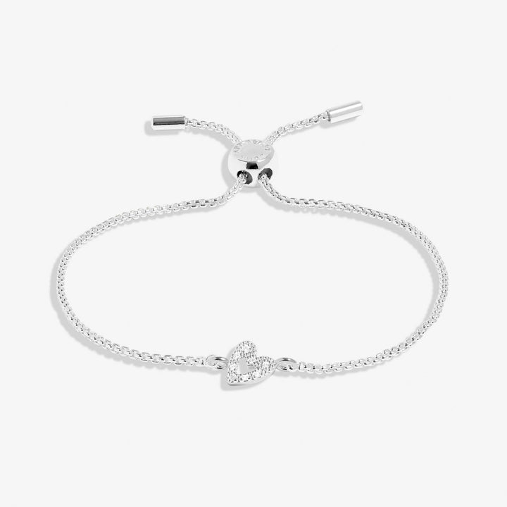 Mini Charms Pave Offset Heart Silver Plated Bracelet 7640Joma Jewellery7640