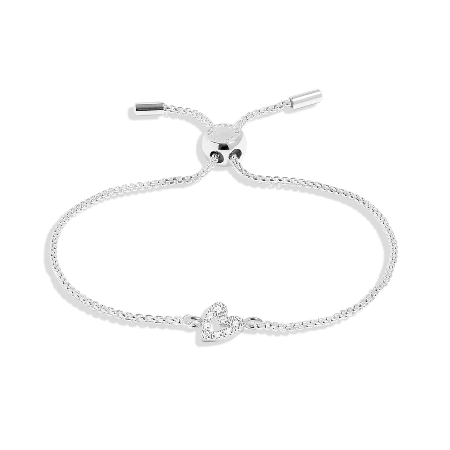 Mini Charms Pave Offset Heart Silver Plated Bracelet 7640Joma Jewellery7640