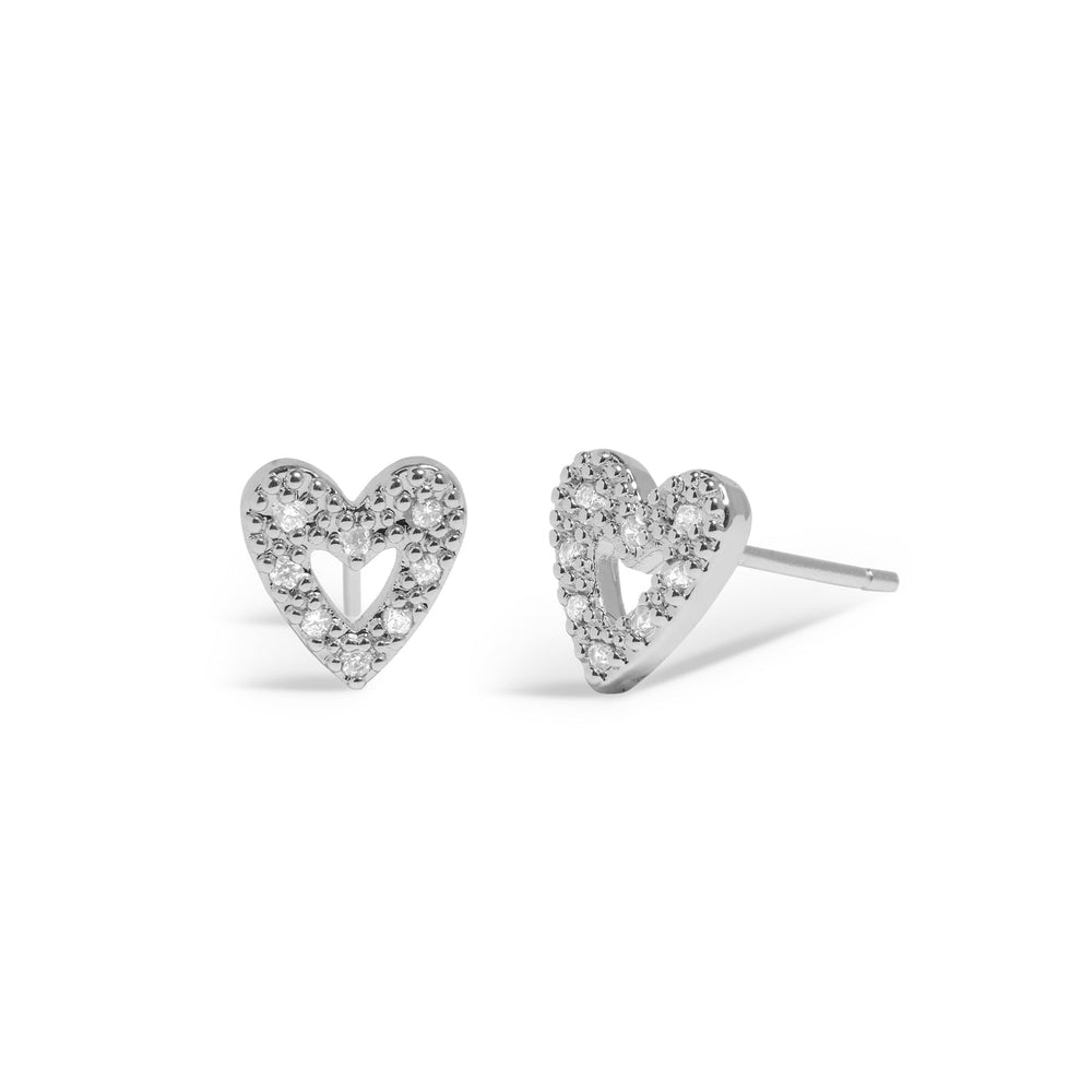 Mini Charms Pave Offset Heart Silver Plated Earrings 7646Joma Jewellery7646