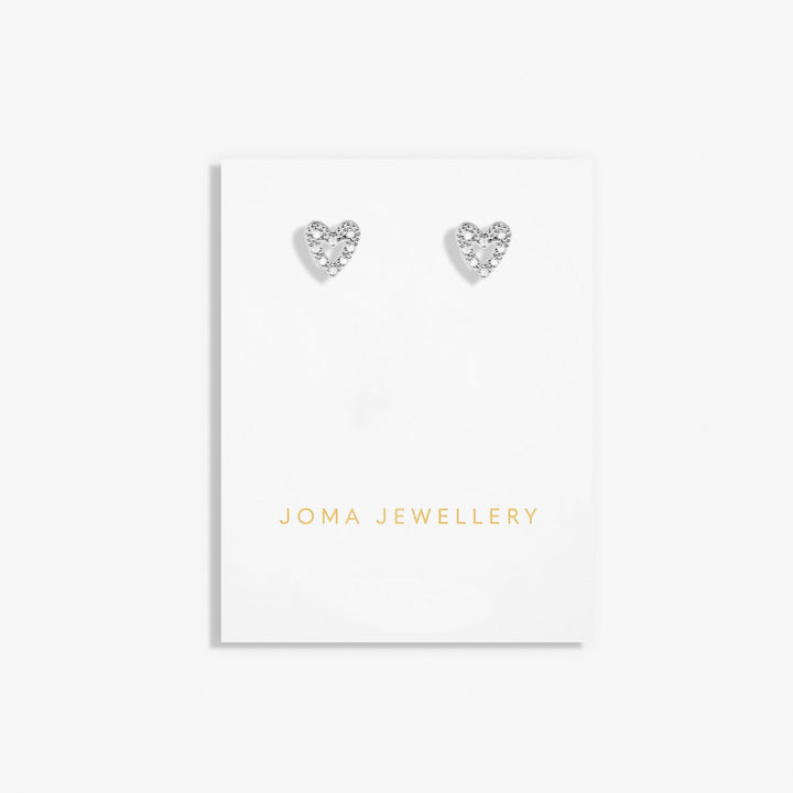 Mini Charms Pave Offset Heart Silver Plated Earrings 7646Joma Jewellery7646