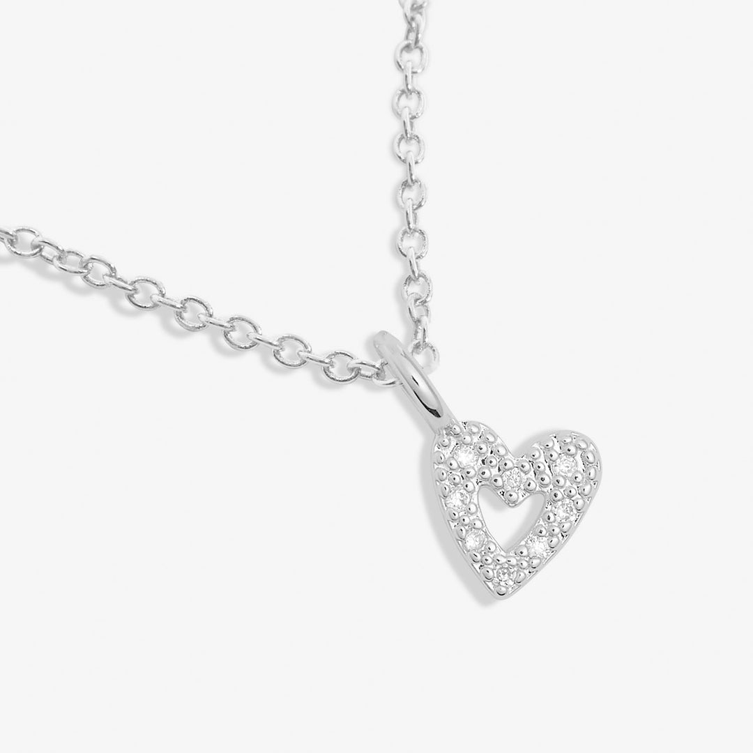 Mini Charms Pave Offset Heart Silver Plated Necklace 7634Joma Jewellery7634