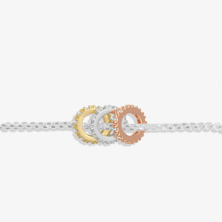 Mini Charms Three Tone Pave Silver Gold Rose Gold Plated Bracelet 7643Joma Jewellery7643