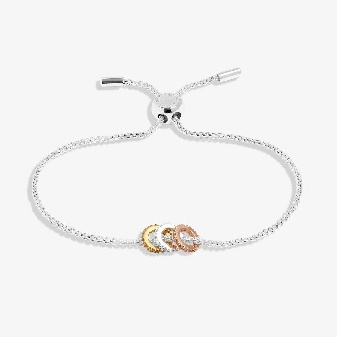 Mini Charms Three Tone Pave Silver Gold Rose Gold Plated Bracelet 7643Joma Jewellery7643