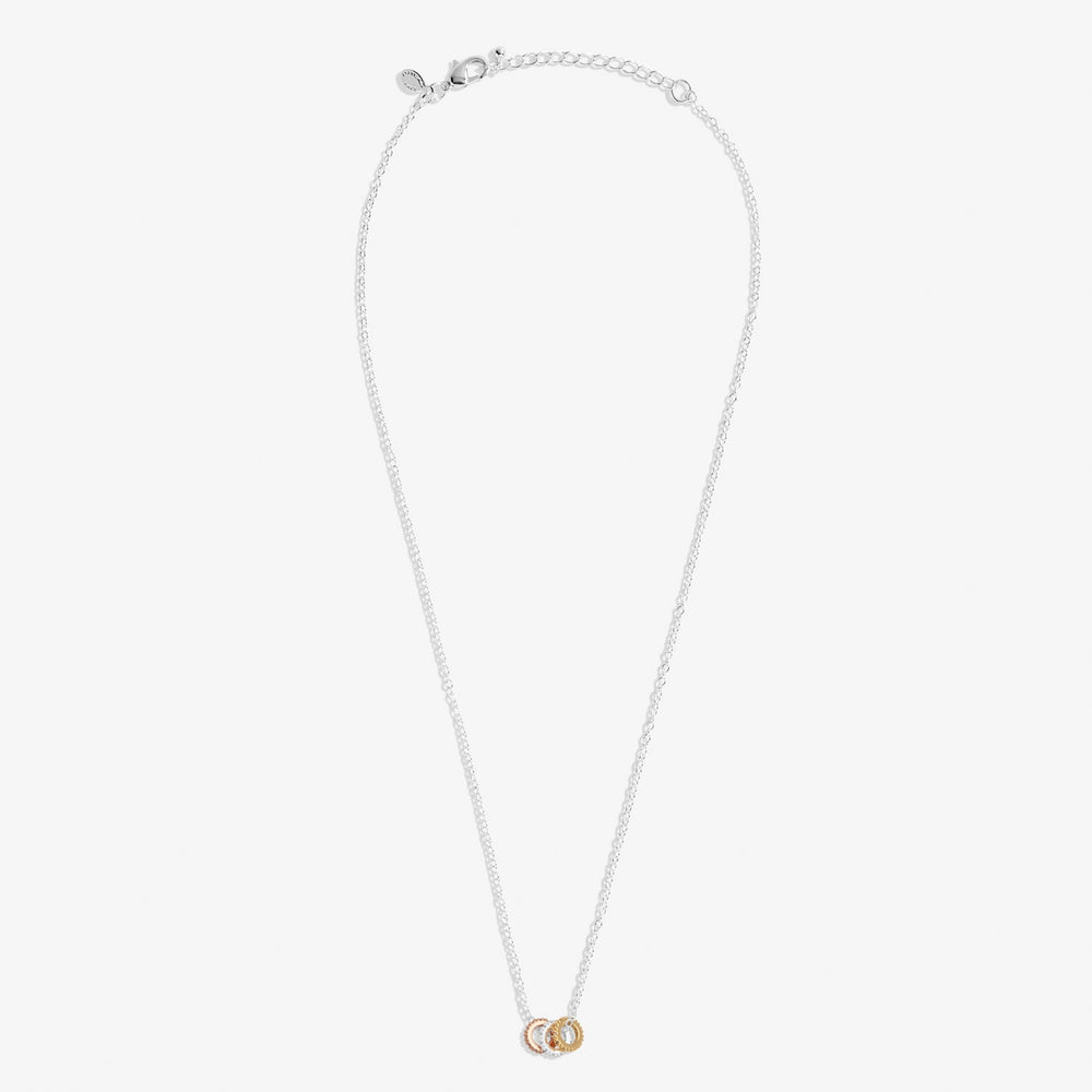 Mini Charms Three Tone Pave Silver Gold Rose Gold Plated Necklace 7637Joma Jewellery7637