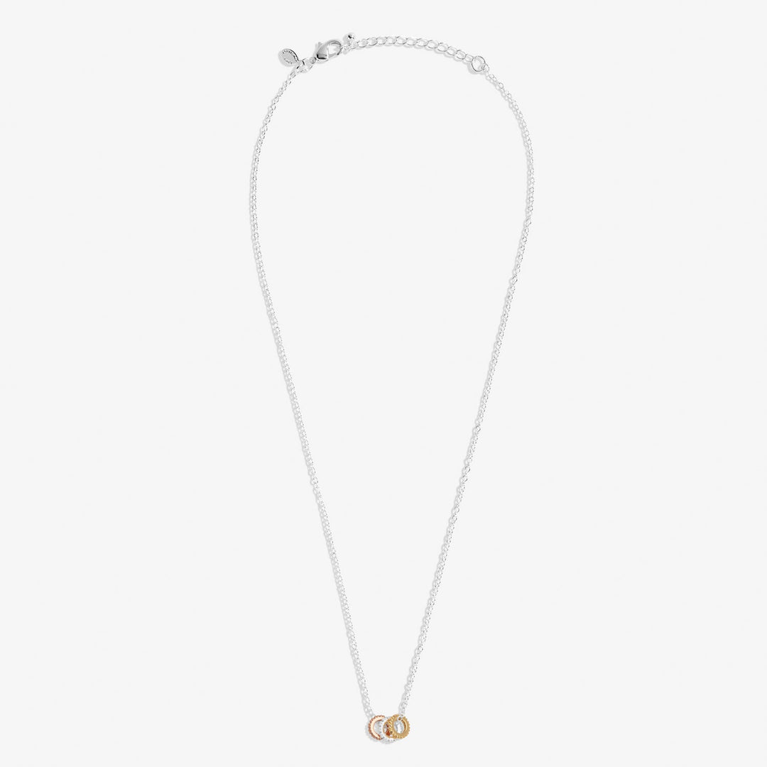 Mini Charms Three Tone Pave Silver Gold Rose Gold Plated Necklace 7637Joma Jewellery7637