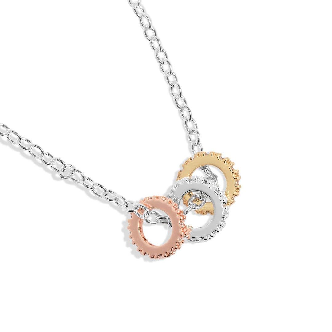 Mini Charms Three Tone Pave Silver Gold Rose Gold Plated Necklace 7637Joma Jewellery7637