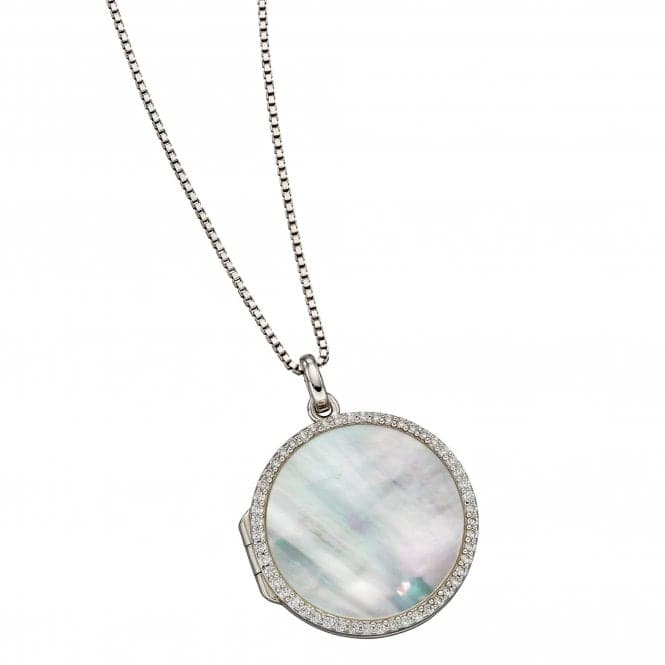 Mother Of Pearl Pave Locket Pendant P4897WFiorelli SilverP4897W