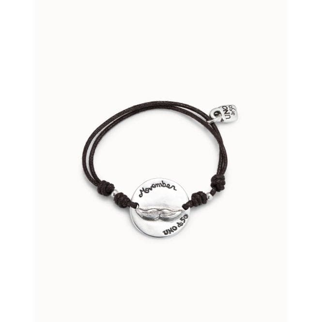 Mr. Moustache Silver Leather BraceletUNOde50PUL1984MARMTL0U