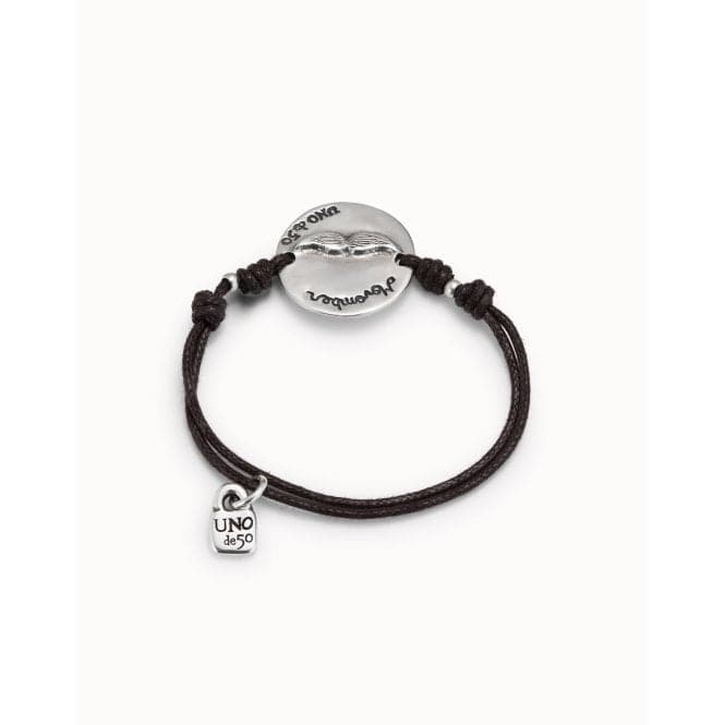 Mr. Moustache Silver Leather BraceletUNOde50PUL1984MARMTL0U