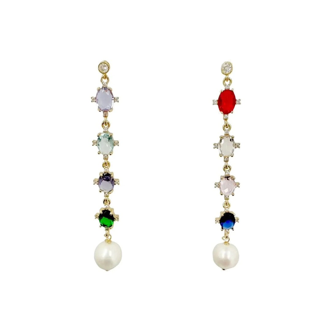 Rainbow Crystal Drop Earrings