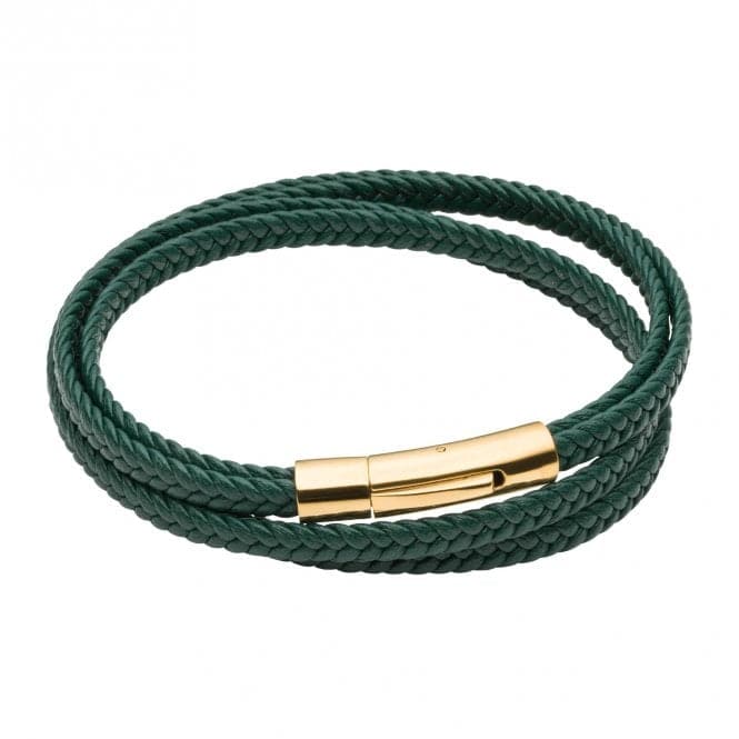 Multi Row Plaited Green Recycled Leather Bracelet B5429Fred BennettB5429