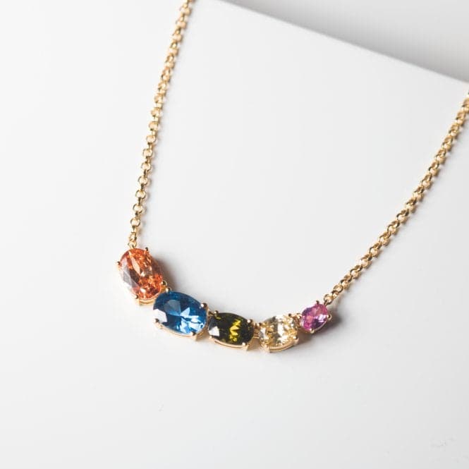 Multicoloured Zirconia Ellisse Cinque Necklace SJ - N2332 - XCZ - YGSif JakobsSJ - N2332 - XCZ - YG