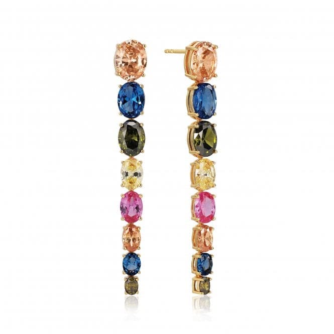 Multicoloured Zirconia Ellisse Lungo Otto Earrings SJ - E2324 - XCZ - YGSif JakobsSJ - E2324 - XCZ - YG