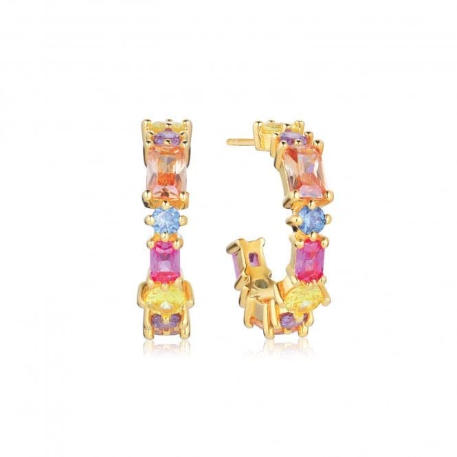 Multicoloured Zirconia Ivrea Creolo Medio Earrings SJ - E12312 - XCZ - YGSif JakobsSJ - E12312 - XCZ - YG