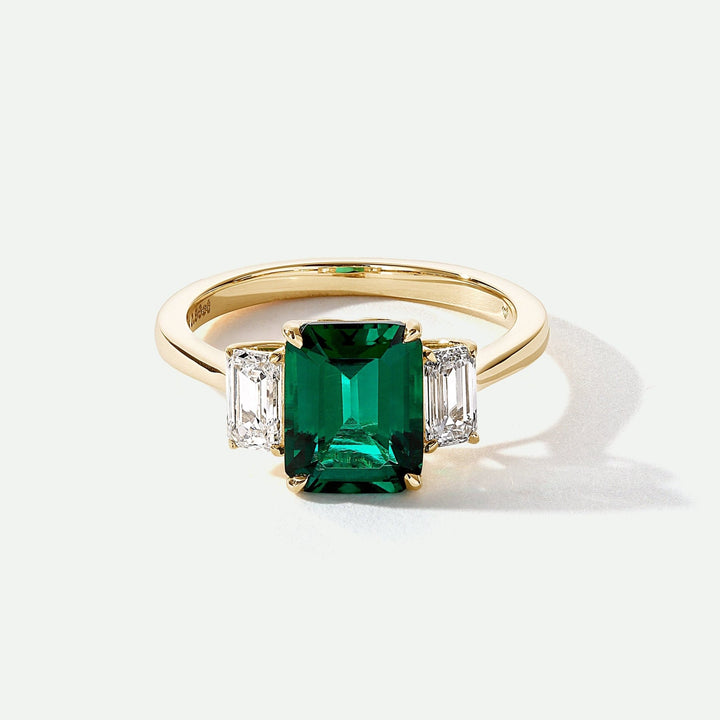 Murphy | 18ct Yellow Gold Created Emerald and Lab Grown Diamond RingCreated BrillianceBA0073131 - O