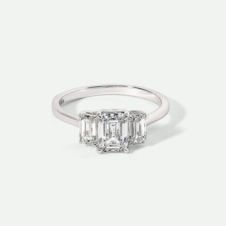 Murphy | 9ct White Gold 1.56ct tw Emerald Cut Lab Grown Diamond Three Stone RingCreated BrillianceBA0073892 - M