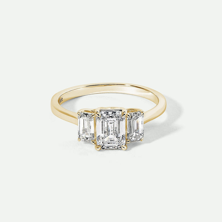 Murphy | 9ct Yellow Gold 1.56ct tw Emerald Cut Lab Grown Diamond Three Stone RingCreated BrillianceBA0073893 - P