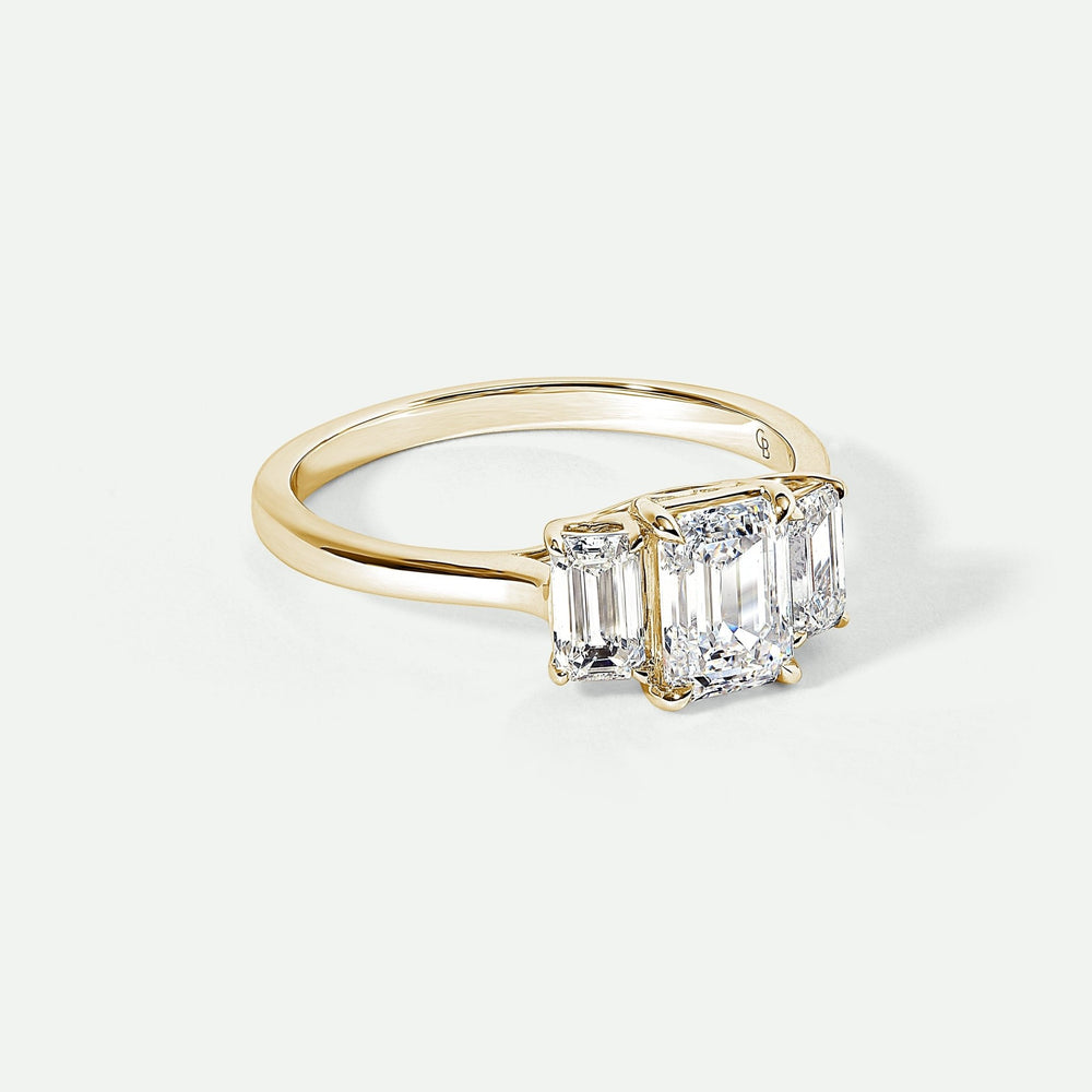 Murphy | 9ct Yellow Gold 1.56ct tw Emerald Cut Lab Grown Diamond Three Stone RingCreated BrillianceBA0073893 - P