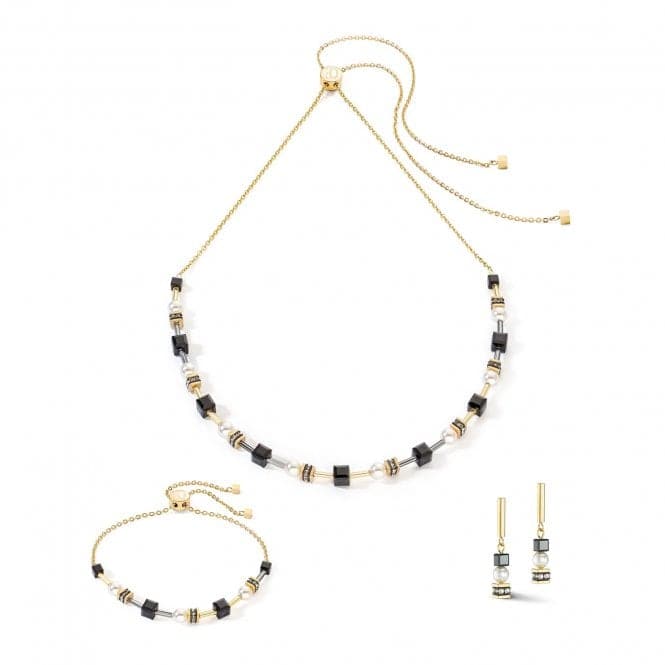 Mysterious Cubes & Pearls Black - Gold Bracelet 4085/30 - 1316Coeur De Lion4085/30 - 1316