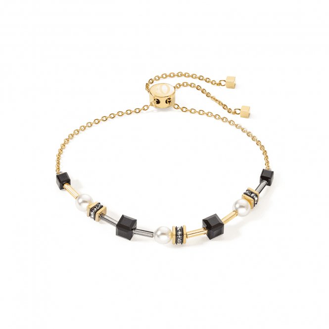 Mysterious Cubes & Pearls Black - Gold Bracelet 4085/30 - 1316Coeur De Lion4085/30 - 1316