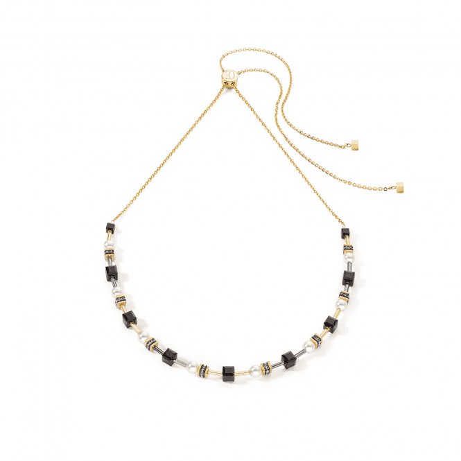 Mysterious Cubes & Pearls Gold - Black Necklace 4085/10 - 1316Coeur De Lion4085/10 - 1316