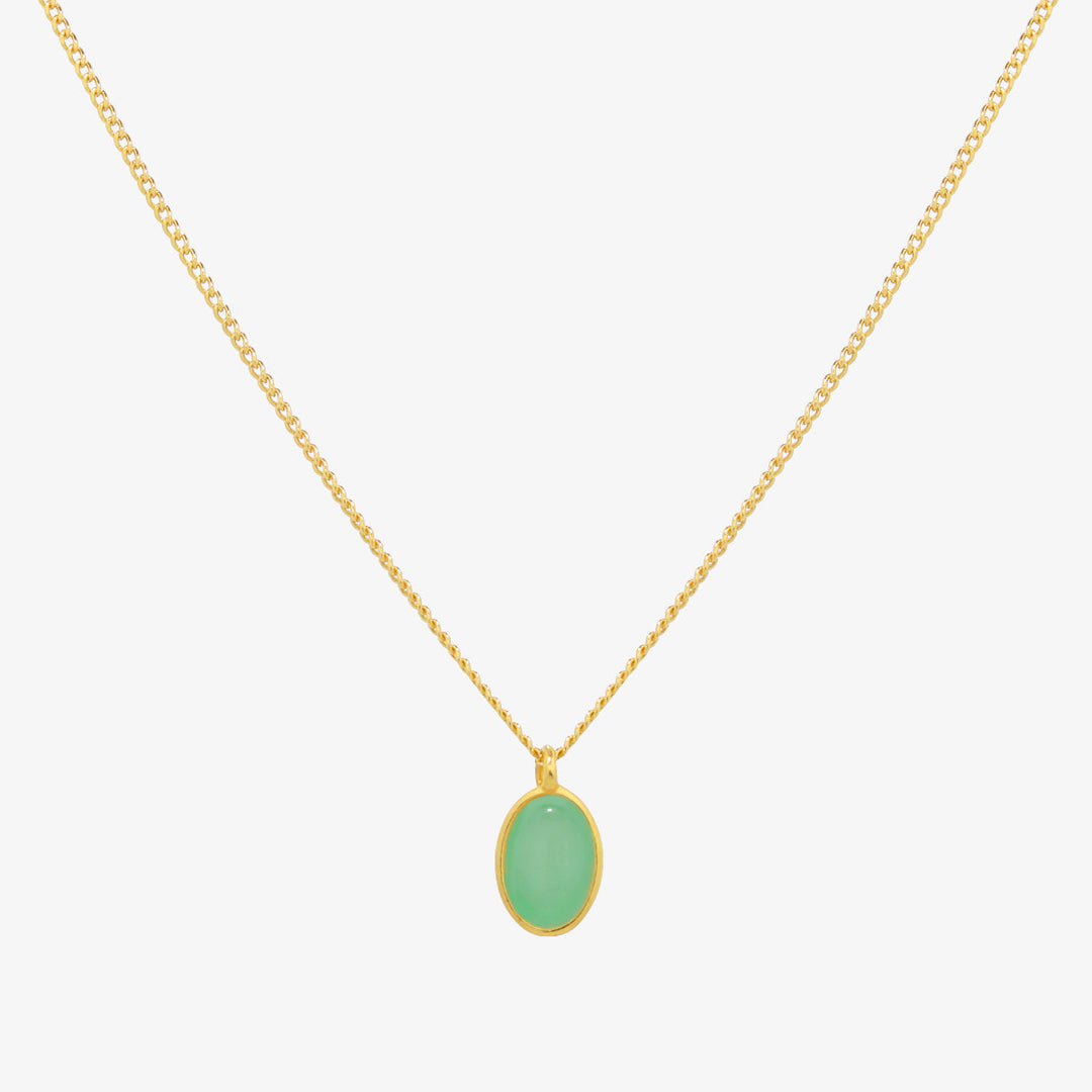 Gemstone oval pendant necklace-0