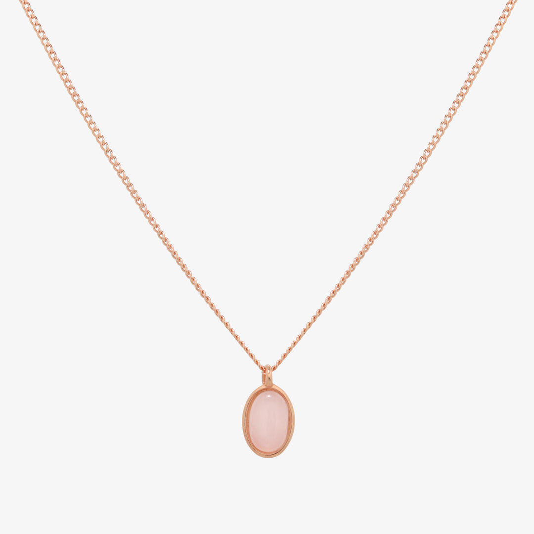 Gemstone oval pendant necklace-4