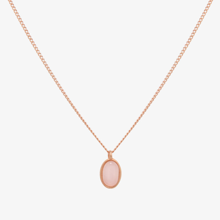Gemstone oval pendant necklace-4
