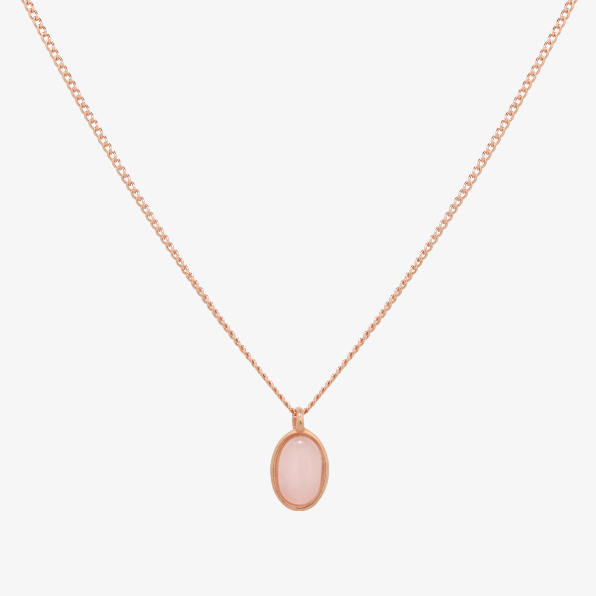 Gemstone oval pendant necklace-4