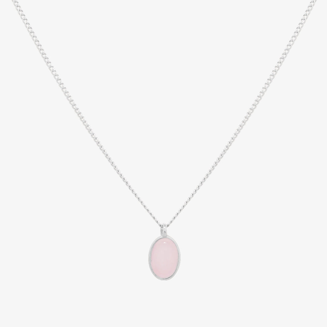 Gemstone oval pendant necklace-2