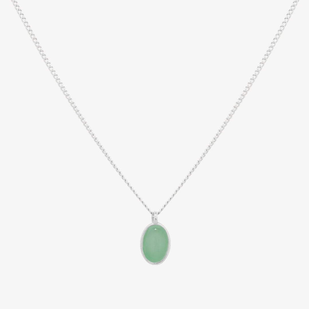 Gemstone oval pendant necklace-1
