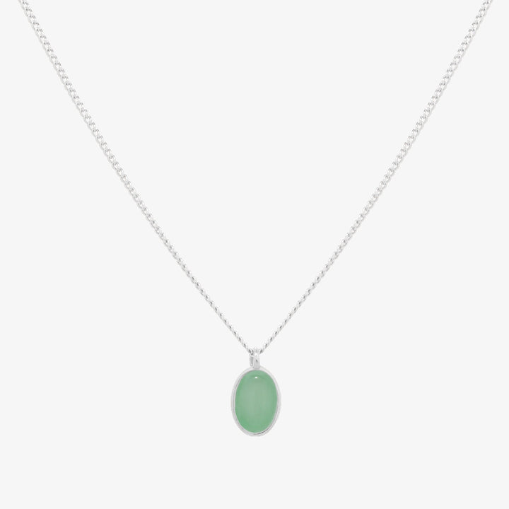 Gemstone oval pendant necklace-1