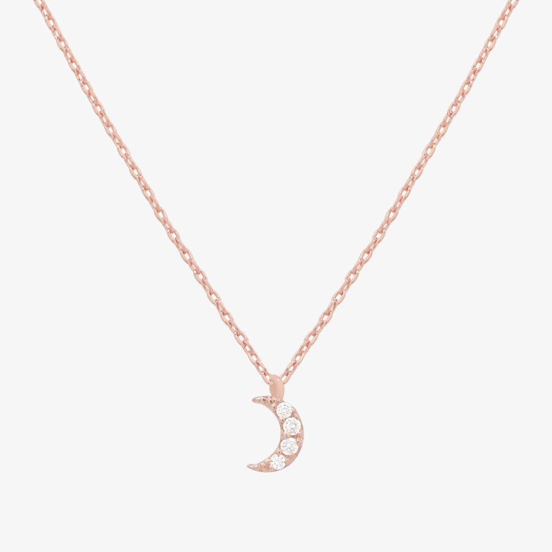Cubic crescent moon pendant necklace-3