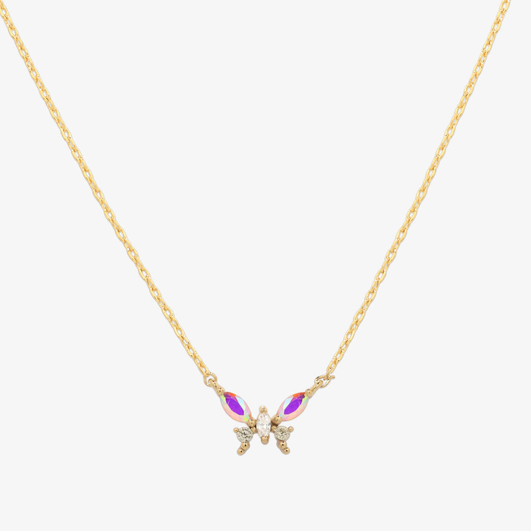 Smoked topaz butterfly necklace-0
