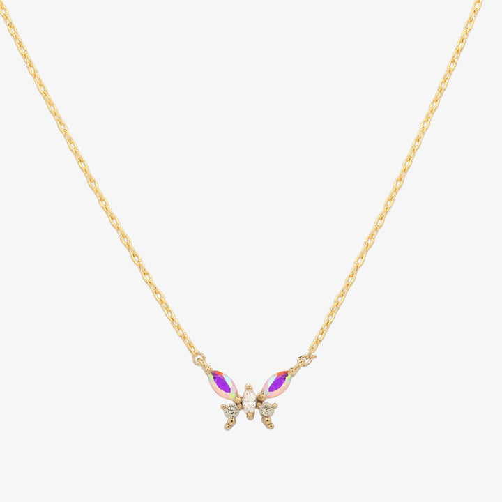 Smoked topaz butterfly necklace-0